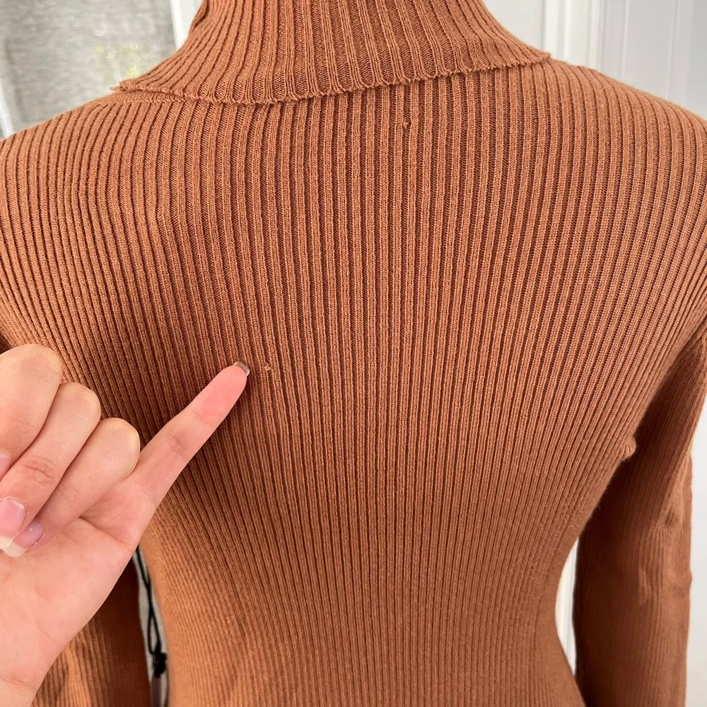 Astr Camel Ribbed Knit Dress - Picture 8 of 11